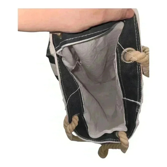 Getagadget Cape Cod Ma Tote Bag Purse Navy White Striped Rope Handles *READ* - Picture 7 of 16